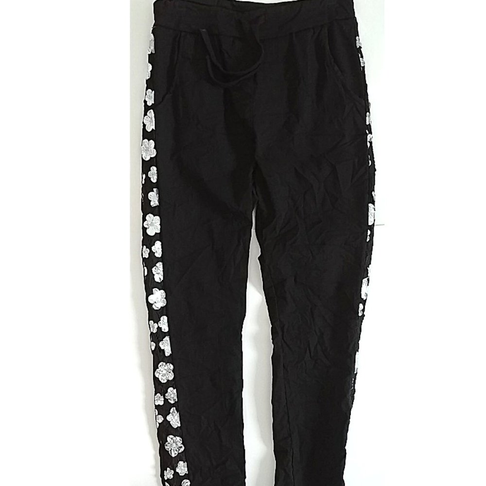 Black paperbag pants